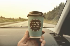 coffee in car, drowsy driving